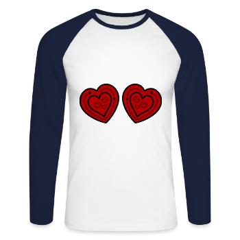Herz Symbol Liebe - Unisex Baseballshirt langarm - Weiß/Navy - Vorne - Nik (191cm)