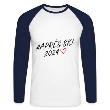 Après-ski 2024 Heart Trip - T-shirt baseball manches longues Homme - blanc/marine - Devant - Nik (191cm)