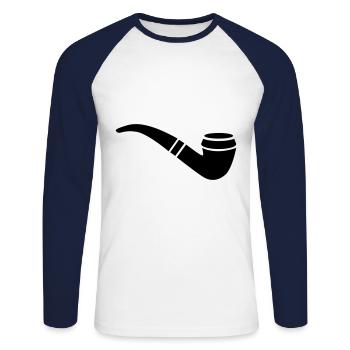Smoking a pipe - Unisex Long Sleeve Baseball T-Shirt - white/navy - Front - Nik (191cm)