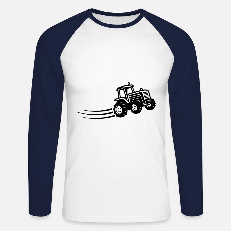Traktor Farmer Symbol Bauer - Unisex Baseballshirt langarm - Weiß/Navy