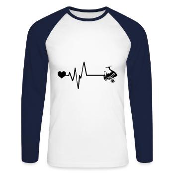 Fishing Reel Heartbeat - Unisex Long Sleeve Baseball T-Shirt - white/navy - Front - Nik (191cm)