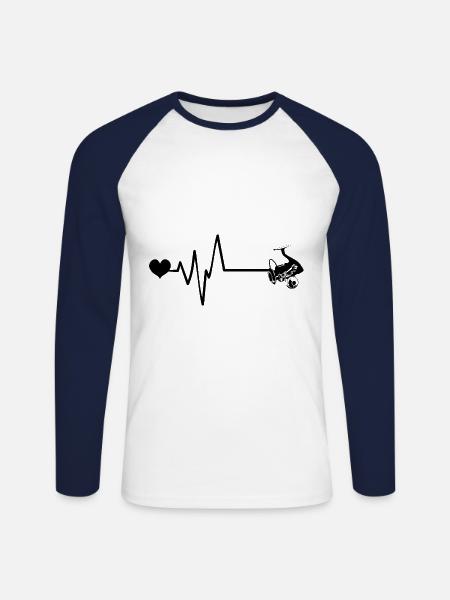 Angelrolle Herzschlag - Unisex Baseballshirt langarm - Weiß/Navy