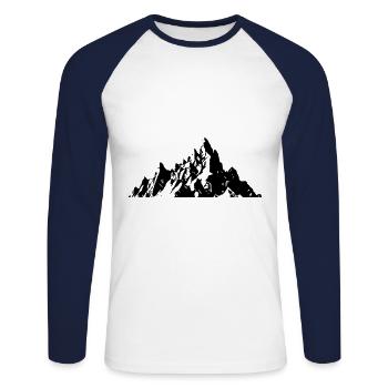 Mountain Silhouette Symbol - Unisex Long Sleeve Baseball T-Shirt - white/navy - Front - Nik (191cm)