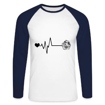 Muffin Pulse Coeur Amour - T-shirt baseball manches longues Homme - blanc/marine - Devant - Nik (191cm)