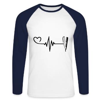 Rasieren Barber Puls Herz Liebe - Unisex Baseballshirt langarm - Weiß/Navy - Vorne - Nik (191cm)
