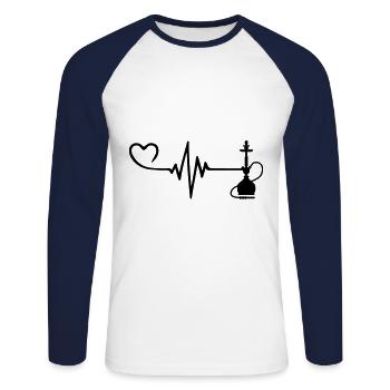 Bong Pulse Heart Love - Unisex Long Sleeve Baseball T-Shirt - white/navy - Front - Nik (191cm)