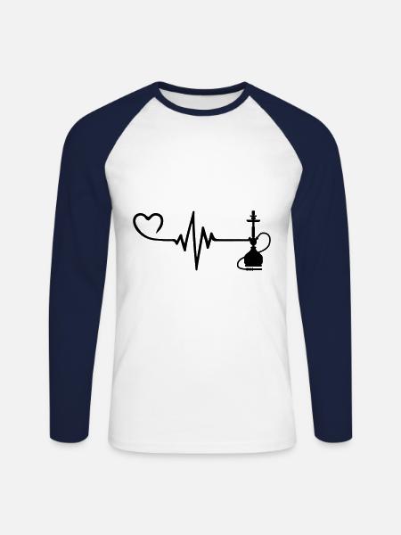 Bong Pulse Heart Love - Unisex Long Sleeve Baseball T-Shirt - white/navy