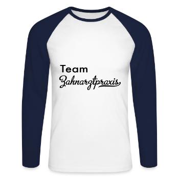 zahnarzt - Unisex Baseballshirt langarm - Weiß/Navy - Vorne - Nik (191cm)