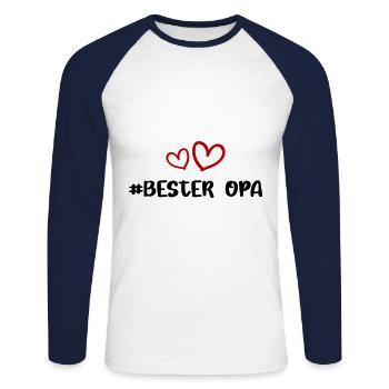Bester Opa Herz Liebe - Unisex Baseballshirt langarm - Weiß/Navy - Vorne - Nik (191cm)