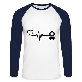Apnea Diving Pulse Heart - Unisex Long Sleeve Baseball T-Shirt - white/navy - Front - Nik (191cm)