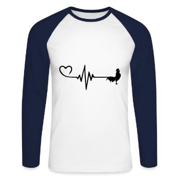 Hahn Puls Herz Liebe - Unisex Baseballshirt langarm - Weiß/Navy - Vorne - Nik (191cm)