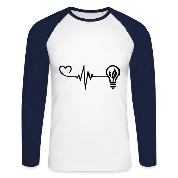 Light Bulb Pulse Heart Love - Unisex Long Sleeve Baseball T-Shirt - white/navy - Front - Nik (191cm)