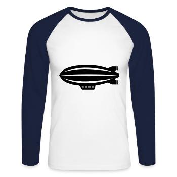 Symbole de l’icône Zeppelin - T-shirt baseball manches longues Homme - blanc/marine - Devant - Nik (191cm)