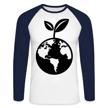 Planet Earth - Unisex Long Sleeve Baseball T-Shirt - white/navy - Front - Nik (191cm)