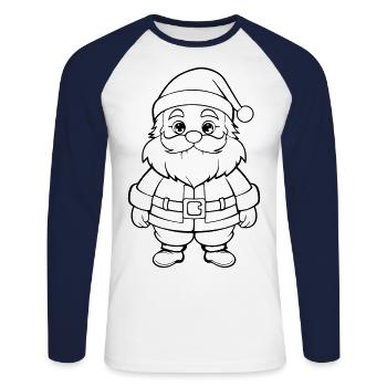 Christmas Man Comic - Unisex Long Sleeve Baseball T-Shirt - white/navy - Front - Nik (191cm)