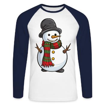 Schneemann Comic - Unisex Baseballshirt langarm - Weiß/Navy - Vorne - Nik (191cm)