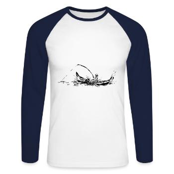 Pêcheurs à la ligne - T-shirt baseball manches longues Homme - blanc/marine - Devant - Nik (191cm)