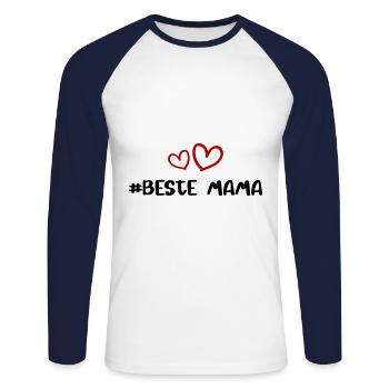 Beste Mama Herz Liebe - Unisex Baseballshirt langarm - Weiß/Navy - Vorne - Nik (191cm)