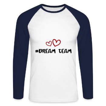 Dream Team Heart Love - T-shirt baseball manches longues Homme - blanc/marine - Devant - Nik (191cm)