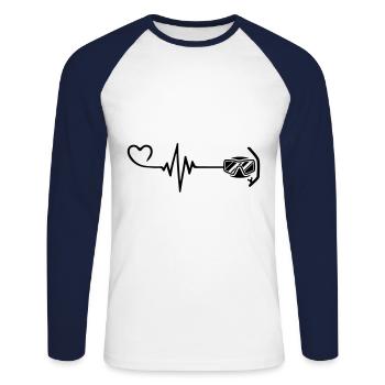Diving goggles pulse heart - Unisex Long Sleeve Baseball T-Shirt - white/navy - Front - Nik (191cm)