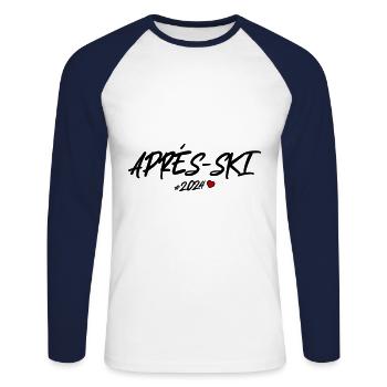 Après-Ski 2024 Coeur - T-shirt baseball manches longues Homme - blanc/marine - Devant - Nik (191cm)