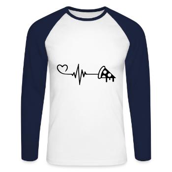 Pizza Pulse Heart Love - Unisex Long Sleeve Baseball T-Shirt - white/navy - Front - Nik (191cm)