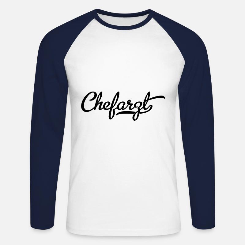 chefarzt - Unisex Baseballshirt langarm - Weiß/Navy