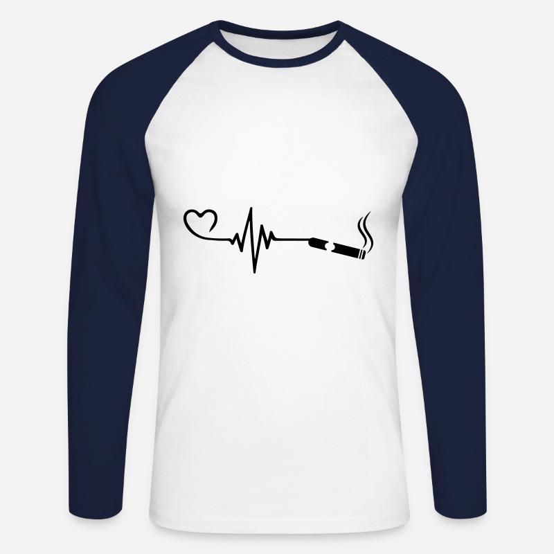 Zigarre Puls Herz Liebe - Unisex Baseballshirt langarm - Weiß/Navy