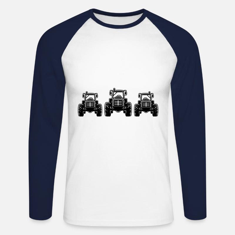 Traktor Bauer Farmer Symbol - Unisex Baseballshirt langarm - Weiß/Navy