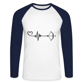 Arc et flèche Love Pulse Heart - T-shirt baseball manches longues Homme - blanc/marine - Devant - Nik (191cm)