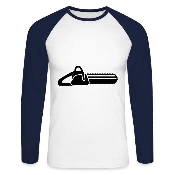 Chainsaw Icon Icon - Unisex Long Sleeve Baseball T-Shirt - white/navy - Front - Nik (191cm)