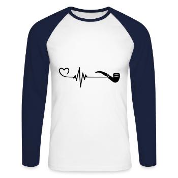 Pipe Pulse Heart Love - T-shirt baseball manches longues Homme - blanc/marine - Devant - Nik (191cm)