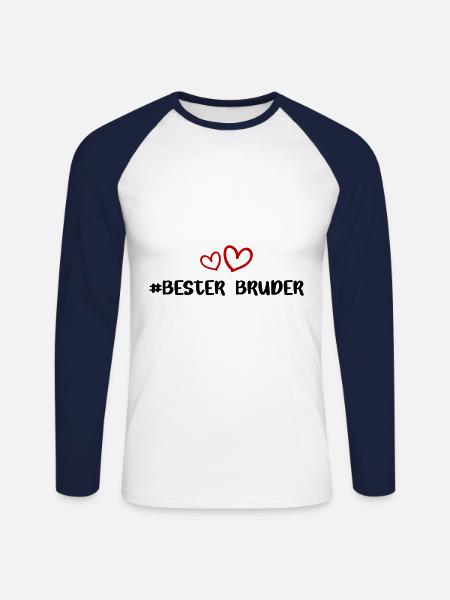 Bester Bruder Herz Liebe - Unisex Baseballshirt langarm - Weiß/Navy