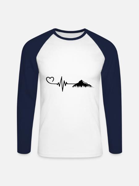 Mountain heartbeat - Unisex Long Sleeve Baseball T-Shirt - white/navy
