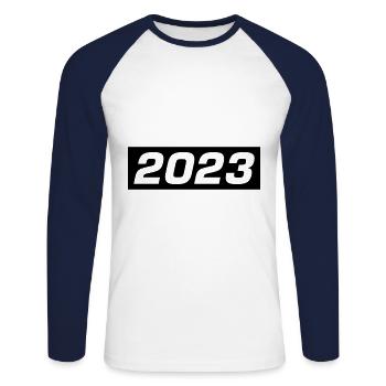 2023 Dash - Unisex Long Sleeve Baseball T-Shirt - white/navy - Front - Nik (191cm)