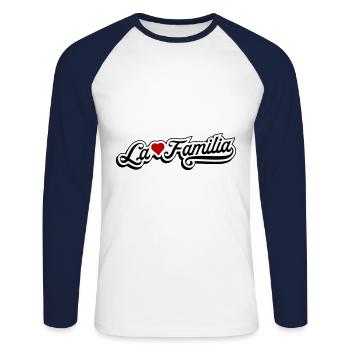 La Familia - Unisex Baseballshirt langarm - Weiß/Navy - Vorne - Nik (191cm)