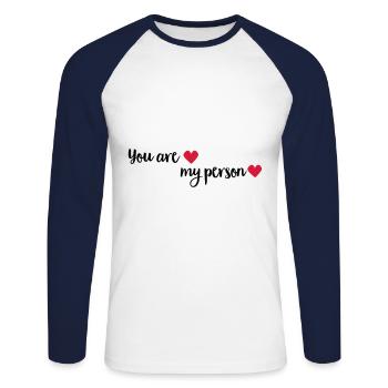 myperson - T-shirt baseball manches longues Homme - blanc/marine - Devant - Nik (191cm)