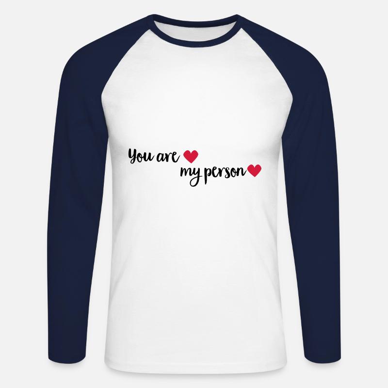 myperson - Unisex Baseballshirt langarm - Weiß/Navy