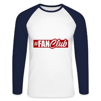 Fan Club Member - Unisex Long Sleeve Baseball T-Shirt - white/navy - Front - Nik (191cm)