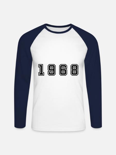 Numéro de l’année 1968 - T-shirt baseball manches longues Homme - blanc/marine