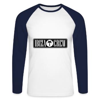 Ibiza Équipage - T-shirt baseball manches longues Homme - blanc/marine - Devant - Nik (191cm)
