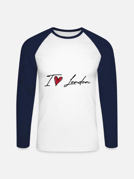 I Love London - Unisex Baseballshirt langarm - Weiß/Navy