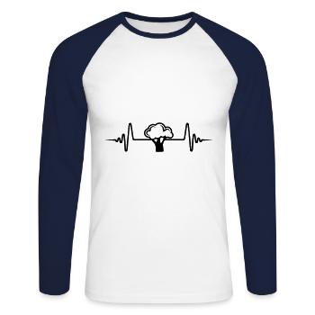 Pouls de brocoli - T-shirt baseball manches longues Homme - blanc/marine - Devant - Nik (191cm)