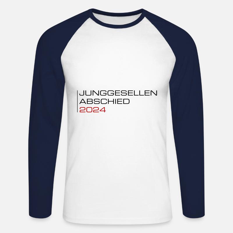 Junggesellen Abschied 2024 - Unisex Baseballshirt langarm - Weiß/Navy