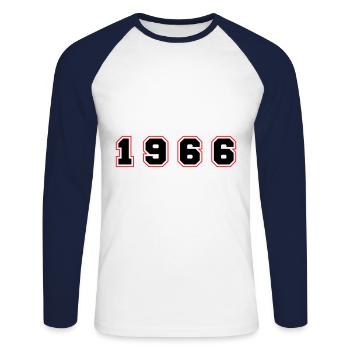 Numéro de l’année 1966 - T-shirt baseball manches longues Homme - blanc/marine - Devant - Nik (191cm)