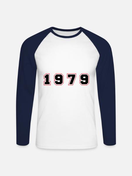 Numéro de l’année 1979 - T-shirt baseball manches longues Homme - blanc/marine