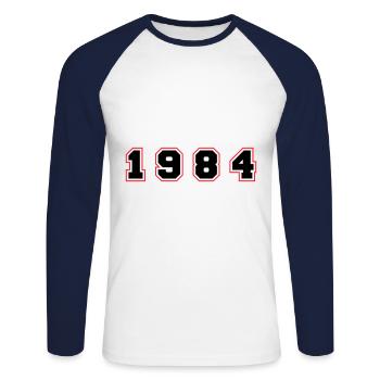 1984 Year Number - Unisex Long Sleeve Baseball T-Shirt - white/navy - Front - Nik (191cm)