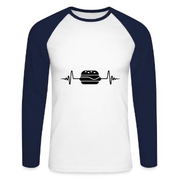 Burger Puls Silhouette - T-shirt baseball manches longues Homme - blanc/marine - Devant - Nik (191cm)