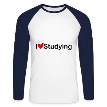 Ich liebe Studieren - Unisex Baseballshirt langarm - Weiß/Navy - Vorne - Nik (191cm)
