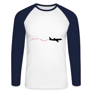 readyforadventure - T-shirt baseball manches longues Homme - blanc/marine - Devant - Nik (191cm)
